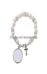 Hängsmycken hela 4 färger sublimering armband värmeöverföring hänge rosenkransen kors Jesus metall dhs droppleverans hem trädgård4038526