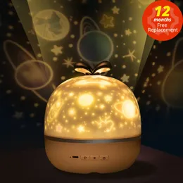 Lampor Shades Music Projector Night Light With BT Högtalare avgiftsbar universum Starry Sky Rotate LED -lampan Färgglada blinkande stjärna barn Baby Gift 230418