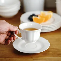 Tassen, Untertassen, Kaffeetassen-Set, Keramikbecher, nordischer Stil, große Kapazität, kreatives Teegeschirr und weiße Keramik, zarte Milchbecher