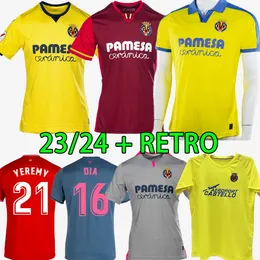 2023 2024 villarreal cfレトロサッカージャージーリケルメギレフランコパウジェラルドパコアルカーサーカミゼタディアヤレミキッズサッカーシャツ