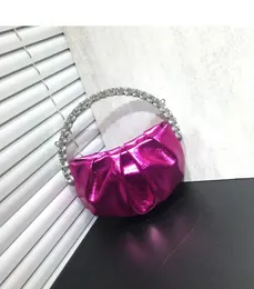 Abendtaschen Lady Circular Crystal Satin Bag Metallic Handle Clutch Geldbörsen und Handtaschen Hochzeit Party Geldbörse 231117