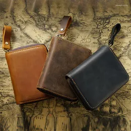 Plånböcker PU läderkortshållare för män blixtlås plånbok handväska manlig karter med korthållare solid färg bärbar kvinna