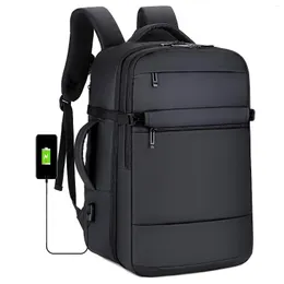 Backpack 17" Laptop For Men Bags Waterproof Nylon Notebook Multifunction Expandable USB Charging Black Bag Man Travel Backpacks