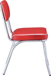 Coaster ev mobilyaları retro açık arka yan sandalyeler kırmızı ve siyah (2 set)