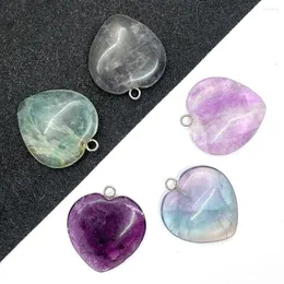 Pendant Necklaces Natural Stone Purple Green Ghost Heart 25x28mm Charm Making DIY Necklace Earrings Fashion Jewelry Boutique Accessories