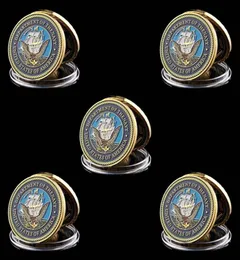 5PCS Wojskowe Monety Monety Craft American Department of Navy Army 1 Oz Gold Plated Badge Metal Crafts Wcapsule2021560