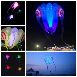 Kite Accessories free shipping 10sqm led trilobite kite tails soft kite flying night with charger led kite light hand gameL231118