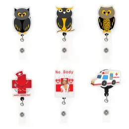 10 Pcs/Lot Fashion Key Rings Office Supply Owl Ambulance Acrylic Badge Holder For Healthcare Worker Accessories