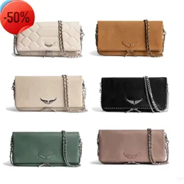 Mens Zadig Luxurys Pochette Rock Clutch Bag Swing Your Wings Bolsa Voltaire Designer Couro Clássico Mulheres Cross Body Totes Chain Make Up Fla