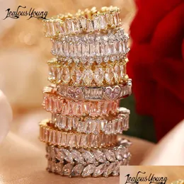 Pierścienie zespołowe moda luksusowe sześcienne cyrkonowe pierścionki zaręczynowe dla kobiet markizowy kryształowy przyjęcie weselne biżuteria dar upuść de dhgarden othmx