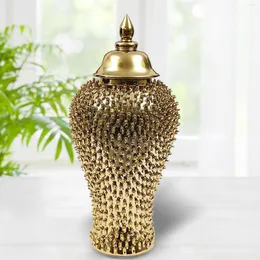 Storage Bottles Ceramic Ginger Jar Decorative Temple Jars Container Vase Display Collectable Floral Arrangement Accent For Shelf Cafe