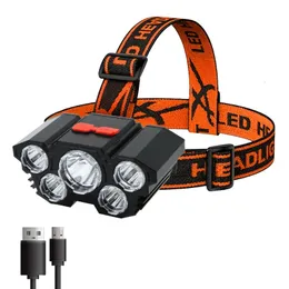 Headlamps 5 rechargeable LED flashlights with builtin 18650 battery and sturdy camping adventure fishing headlights 231117