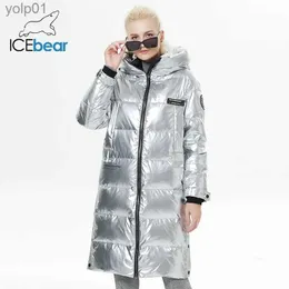 Kadınlar Down Parkas IceBear 2023 Kış Yeni Uzatılmış Ceket Moda Sıcak Kadın Paltosu Sıradan ince uzun marka bayanlar Parkas GWY22527DL231118