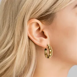 패션 스테인리스 스틸 골드 도금 귀걸이 대나무 모양의 귀 스터드 창조적 인 성격 귀걸음 보석 액세서리