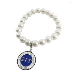 Strand Sigma Gamma Rho Lettera greca Perla Bracciale elastico dell'amicizia Regalo gioielli