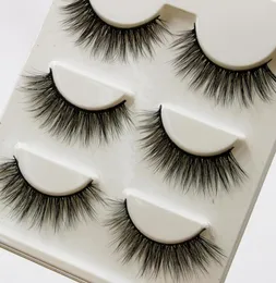 3D Mink False Eyelashes 3D15 3 Pairs Handmade Cotton Thread Messy Soft Natural Thick Fake Eyelashes Makeup Tools Eye9576778