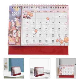 Kalender Desktop Decor Desk Calender 2024 Tecknad film Small Decor Folding Paper Prorning Planning Office 231118