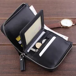 Wallets Drop!!Men's Card Holder Faux Leather Multi-slot Short Zipper Wallet Clip