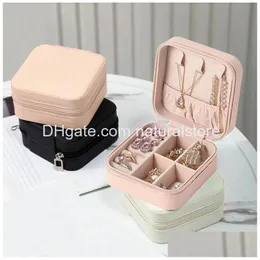 Smyckeslådor Box Portable Travel Storage Organizer Pu Leather Display Cases Halsbandörhängen Ring Smyckeshållare för flickor Drop DHWJG