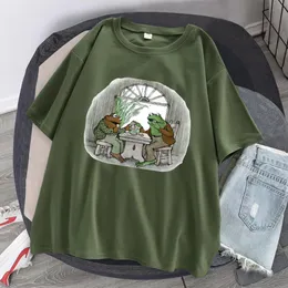 Męskie koszulki T-shirty męskie żaba estetyczna i nadruk T Shirt Men Letni Hip Hop Tops Krótkie rękawie Ubrania TEE Casualne 100% bawełniane streetwear 230418