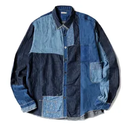 カピタルオリジナルの男性ジャケットパッチ付きデニムシャツ女性高品質のパッチワークジャケットルーズメンジャケット
