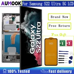 OLED جديد لـ Samsung Galaxy S22 Ultra 5G LCD شاشة تعمل باللمس التجميع ل Samsung S22U LCD مع أجزاء الإطار SM-S908B/DS