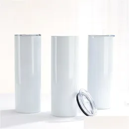 Tumblers sublimation in bianco acciaio inossidabile inossidabile dritta thermos tazza trasferimento termico bottiglia d'acqua per la casa con drop di 20 once de dhgarden dhcxi