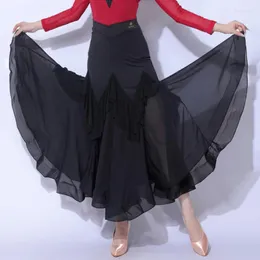 Stage Wear Black Ballroom Dance Skirt Women Summer Practice Tango Dancewear Standard Waltz Prom Dancing Performance Clothing YS4033