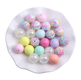 Other Kwoi vita AM-032 Colorful Pastel Easter Color Mix 20mm Round Acrylic Chunky Beads for Kids Necklace Jewelry Making 50pcs A lot 230419