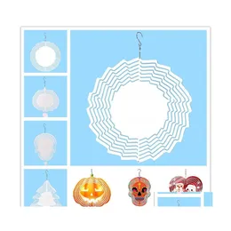 Novelty Items 10Inch Sublimation Wind Spinner 3D Aluminum Spinners Hanging Garden Decoration For Outdoor Ornaments Christmas Drop De Dh0V5