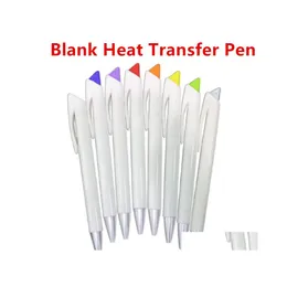 Ballpoint Puns Blank TheTransper Pen с черными чернилами Сублимация индивидуальная вращающаяся белая держатель твердый цвет для DIY Office DHBA8