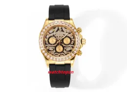 New super 5A Eye of the Tiger watch 116589TBR Black lacquer face plate with diamond-encrusted 40mm diameter 7750 movement or C4130 movement mens watches