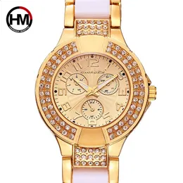 Other Watches Hannah Martin Luxury Gold Watch Women Watches Diamond Bracelet Women's Watches Clock kol saati relogio feminino reloj mujer 231118