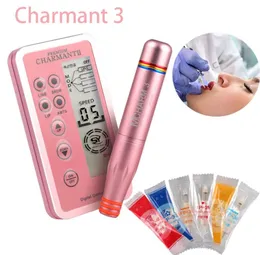 Dermografo digital charmant kit de máquina de maquiagem permanente caneta microblading para sobrancelha lábio bordado tatoo com cartucho agulha7934399