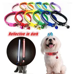 Hundehalsbänder Solide Pet Bell Collar Halskette Reflektierende Einstellbare Größe Für Katzen Kleine Hunde Kätzchen Zubehör 10 Farben