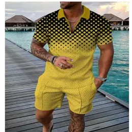 Mens Trailtsits Yaz Marka Spor Giyim Düz Renk Mens Shorts Polo Gömlek Günlük Günlük Plaj Giyim Moda İnce Euro Kodu 230418