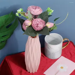 Kwiaty dekoracyjne 32 cm prawdziwy dotyk sztuczny jedwabny róże głowica wiosna domowa dekoracja wieńca rzemiosło rzemiosło na przyjęcie weselne fałszywe