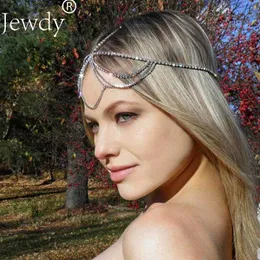 Düğün Saç Takıları Yahudi Rhinestone Kafa Bantları Saç Giyim Düğün Başlığı Kristal Zincirler Gelin Mücevher Bohem Hippi Zinciri Kadınlar için W0419