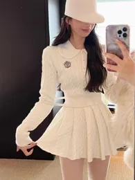 Two Piece Dress 2023 Autumn Preppy Style Knitted Clothing Suit Woman Slim Kawaii Swearter Tops Casual Y2k Mini Skirt Fashion 2 Set 231118