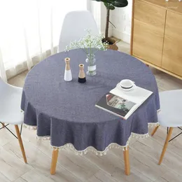 Tkanina stołowa okrągłe stały kolor prosty barwiony przędzą bawełniany lniany obrus z frędzlą herbatą okładki na herbatę