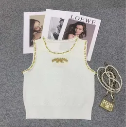 Courreges Womens Tanks BeadsニットベストセクシーなノースリーブセータータンクトップLu'l'y a1