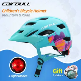 Capacetes de ciclismo Cairbull Kids Safety Helmets MTB Road com Capacete de bicicleta de crianças com luz traseira com viseira solar para menino Ciclismo Capling Ultralight P230419