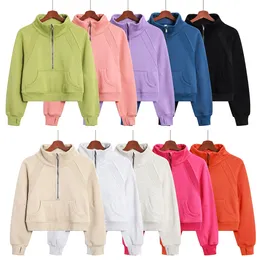 Yoga Hoodie Tüplü Kış Lululemens Kadın Hoodies Bayan Moda Tüm fermuarlar Hoodie Sweater Sports Uzun Kollu Zip Sweatshirt Koşu Fitness Ceket