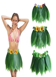 Hawaiian Grass Skirts Artificial Silk Green Leaves Hula Skirt Costume Patry Decorations Children Kids Adult Hula Show Skirt Danc1093172