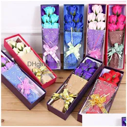 Decorative Flowers Wreaths Artificial Soap Roses With Little Cute Teddy Delicate Boxed Five Immortal Flower Or Three 8 8Hr F R Dro Dhzgc