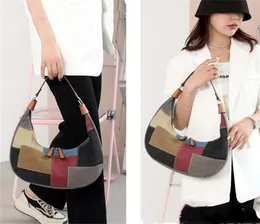 Projektowanie mody torby wieczorowe dla kobiet luksusowe pół księżyca torby lady marka torby na ramię płótno patchwork torebka i torebka sprzęgła