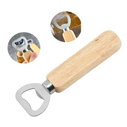 Openers Wooden Handle Beer Bottle Opener Stainless Steel Bar Corkscrew Portable Household Kitchen Tool 13.9Cm Drop Delivery Dhgarden Dhfyt
