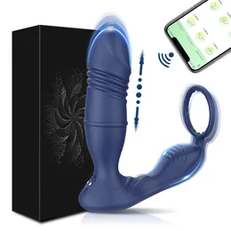 Analspielzeug Bluetooth Thrusting Prostate Massager APP Control Vibrator Teleskop Stimulator Männer Sexspielzeug für schwule Paare 230419
