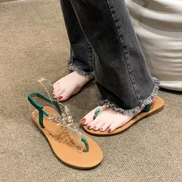 Sandaler 2023 Flats strandplattform Kvinnor tofflor Fashion Crystal Shoes Summer bekväma non slip glids flip flops zapatos