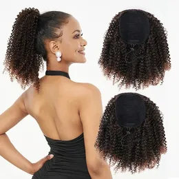 Synthetic Drawstring Ponytail Elastic Fake Hair Extension For Women Kinky Curly Ponytail Synthetic Hair High Puff Afro Hairpiece